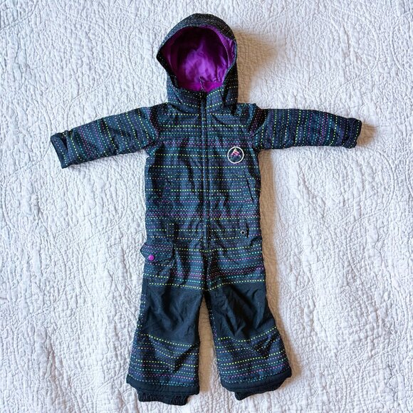 Burton Toddler Snowsuit - Multicolor Black with Purple Lining
